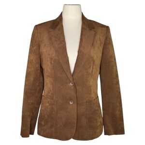 Vintage Lilli Ann Ultrasuede Brown Blazer Jacket 70s 80s Retro Adolph Schuman